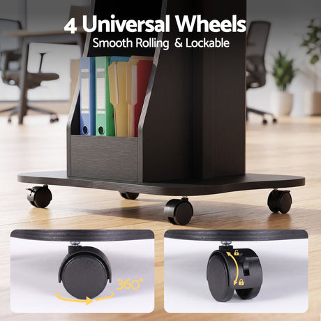 Artiss Mobile Podium Stand with Lockable Wheels Height Adjustable Laptop Desk Black