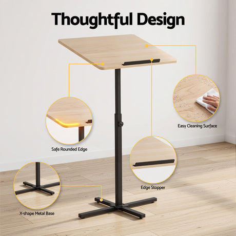Artiss Floor Podium Stand 78-127CM Height Adjustable Portable Laptop Desk