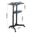 Artiss Mobile Lectern Stand, Adjustable Sit-to-Stand Presentation Podium w/ Wheels Black