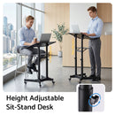Artiss Mobile Lectern Stand, Adjustable Sit-to-Stand Presentation Podium w/ Wheels Black