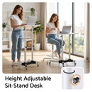 Artiss Mobile Lectern Stand, Adjustable Sit-to-Stand Presentation Podium w/ Wheels White
