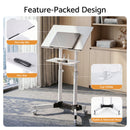 Artiss Mobile Lectern Stand, Adjustable Sit-to-Stand Presentation Podium w/ Wheels White