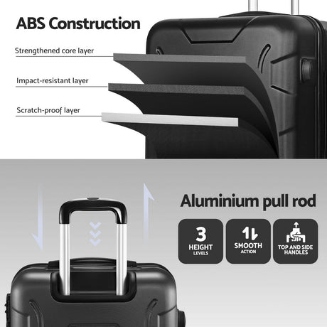 Wanderlite 28 Inch Luggage with TSA Lock Spinner Travel Suitcase Carry On Hard Shell Luggage Case Black