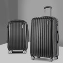 Wanderlite 20in 28in Luggage 2Set with Zipper Lock Carry On Hard Shell Travel Suitcase Luggage Case Black