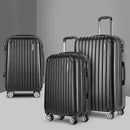 Wanderlite 3 Set Luggage 20-24-28 Inch with Zipper Lock Carry On Hard Shell Travel Suitcase Luggage Case Black