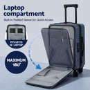Wanderlite 20" Luggage Suitcase Front Pocket Travel Carry On Dual TSA Navy