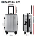 Wanderlite 20" Luggage Suitcase Front Pocket Travel Carry On Dual TSA Silver