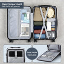 Wanderlite 20" Luggage Suitcase Front Pocket Travel Carry On Dual TSA Silver