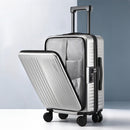 Wanderlite 20" Luggage Suitcase Front Pocket Travel Carry On Dual TSA Silver