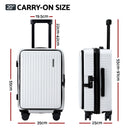 Wanderlite 20" Luggage Suitcase Front Pocket Travel Carry On Dual TSA White