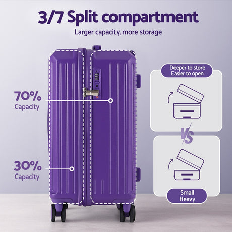 Wanderlite 2pcs Trunk Luggage Suitcase Travel Carry On TSA Lock 12