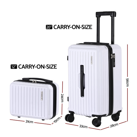 Wanderlite 2pcs Trunk Luggage Suitcase Travel Carry On TSA Lock 12