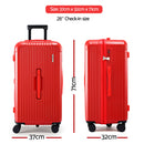 Wanderlite 28" Trunk Luggage Suitcase Travel 5 Wheels Type-C Port TSA Red