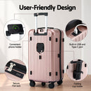 Wanderlite 28" Trunk Luggage Suitcase Travel 5 Wheels Type-C Port TSA Rose Gold