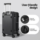Wanderlite 20" Trunk Luggage Suitcase Travel Carry On TSA Lock Black