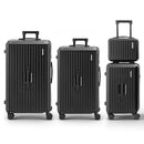 Wanderlite 4pcs Trunk Luggage Suitcase Set Travel Carry On TSA Lock Black