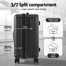 Wanderlite 4pcs Trunk Luggage Suitcase Set Travel Carry On TSA Lock Black