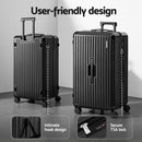 Wanderlite 4pcs Trunk Luggage Suitcase Set Travel Carry On TSA Lock Black