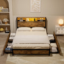 Levede King Bed Frame Industrial Storage LED Charing-2050056748445863942