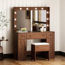 Levede Dressing Table LED Makeup Mirror Stool Set  Vanity Desk Cabinet 3 Drawers-2050056769220251654