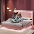 Levede King Floating Bed Frame LED Headboard USB Pink-2050056739193229318
