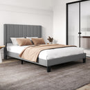Levede Metal Wooden Bed Frame Queen Panel Plush Upholstered Soft Headboard Grey-2050056770835058694