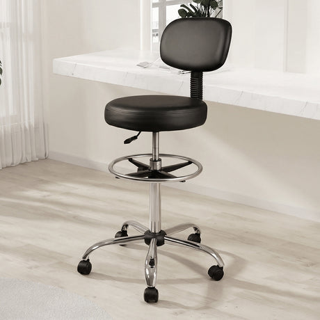 Levede Swivel Office Chair Ergonomic Stool Height Adjustable Footrest Backrest-2050056760940695558