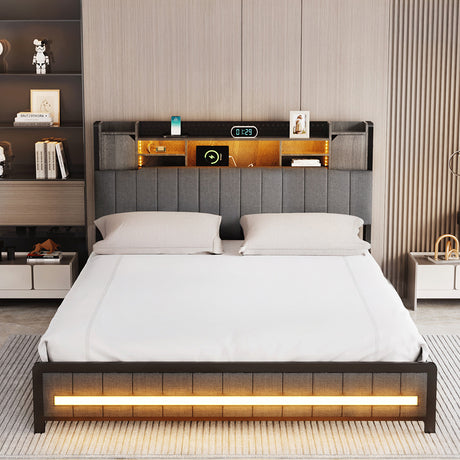Levede King Bed Frame with Storage Headboard RGB LED-2050056749263753222