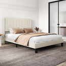 Levede Metal Wooden Bed Frame Double Panel Plush Upholstered Mattress Platform-2050056770302382086