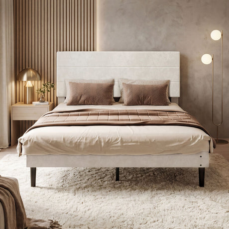 Levede Queen Bed Frame Upholstered Adjustable Headboard Platform Mattress Base-2050056771749416966