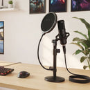 Levede Desktop Microphone Stand Adjustable Pop Filter Shock Mount Base Kit Black-2050056791613640710