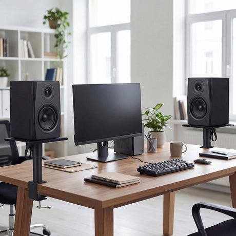 Levede 2x Desk Clamp Speaker Stands Set Adjustable Rotatable Monitor CD Player-2050056791437479943