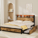 Levede King Bed Frame Industrial Storage LED Charing-2050056748445863943