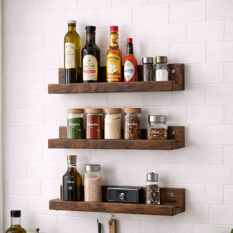 Levede Floating Shelves 3 Pack Wall Mounted Wood Storage Display Rack Room Decor-2050056792897097735