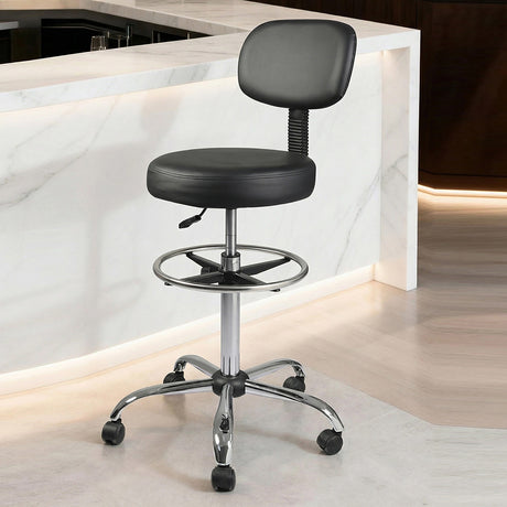 Levede Swivel Office Chair Ergonomic Stool Height Adjustable Footrest Backrest-2050056760940695559