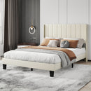 Levede Metal Wooden Bed Frame Double Panel Plush Upholstered Mattress Platform-2050056770302382087
