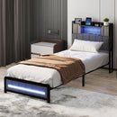 Levede Single Bed Frame with Storage Headboard RGB LED-2050056749460885511