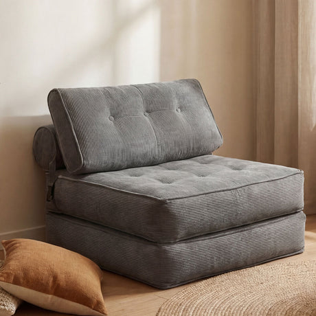 Levede Convertible Sofa Bed Foldable Single Sleeper Bed Compact Living Room Grey-2050056788195282951