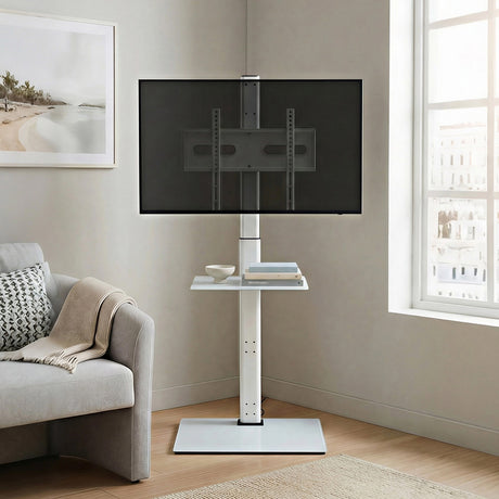 Levede TV Floor Stand 32-65 Inch Universal Swivel Height Adjustable Mount White-2050056791261319175