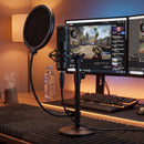 Levede Desktop Microphone Stand Adjustable Pop Filter Shock Mount Base Kit Black-2050056791613640711