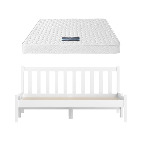 Giselle Double Mattress with Artiss Wooden Bed Frame Natural Pine Timber Base