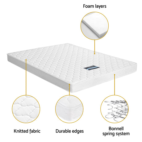 Giselle Double Mattress with Artiss Wooden Bed Frame Natural Pine Timber Base