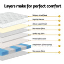 Giselle Single Mattress 5-zone Pocket Spring Mattresses with Artiss Wooden Storage Bed Frame Set