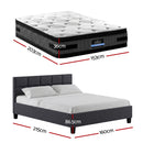 Giselle Mattress & Artiss Queen Bed Frame Bundle, 36cm Double Sided Euro Top Mattress