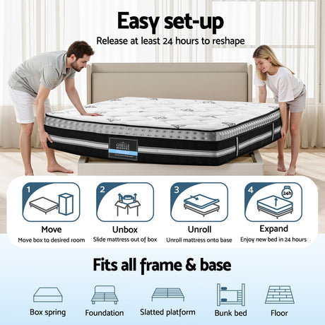 Giselle Bedding King Mattress 35cm Bed in a Box Pocket Spring Gel Memory Foam