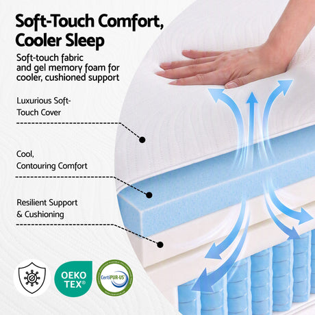 Giselle 25cm King Single Hybrid Mattress Soft Knitted Fabric Edge Support Gel Foam