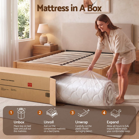 Giselle 30cm Queen Spring Mattress Tencel Cover 5-Zone Firm Back Support