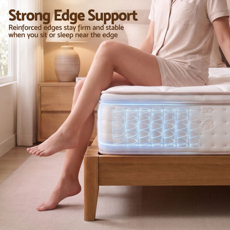 Giselle 30cm Single Spring Mattress Tencel Cover 5-Zone Firm Back Support