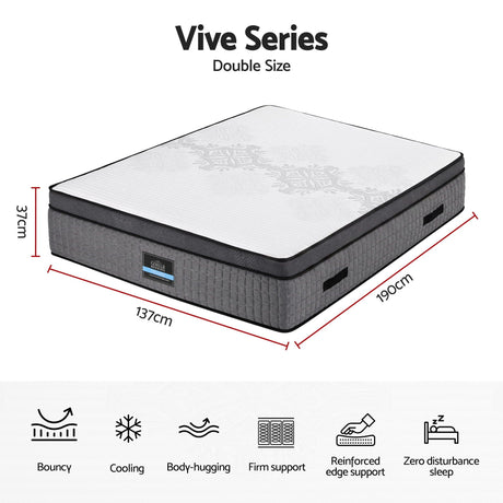 Giselle Bedding Double Mattress 37cm 4-in-1 Adjustable Firmness Cooling Gel Memory Foam Dual-Zone Flippable for Couples