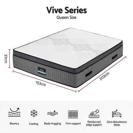 Giselle Bedding Queen Mattress 37cm 4-in-1 Adjustable Firmness Cooling Gel Memory Foam Dual-Zone Flippable for Couples